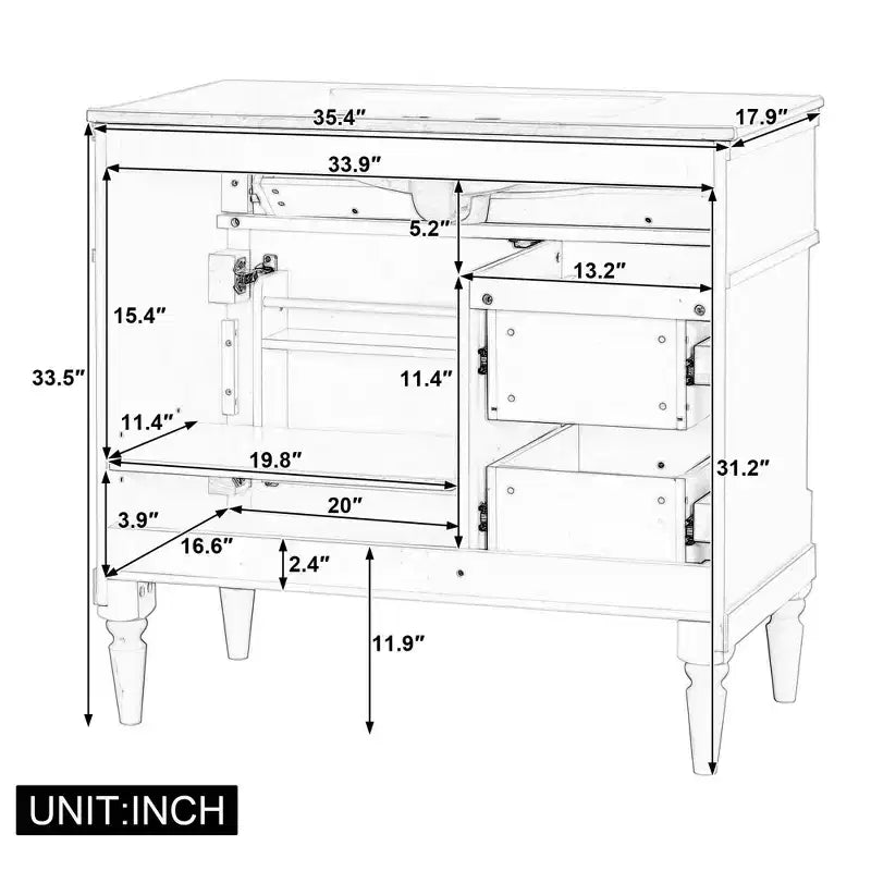 MAYEERTY 24 Meuble-lavabo de salle de bain avec évier Bois massif MDF 2 tiroirs 1 porte Étagère réglable Gris