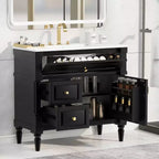 MAYEERTY 24 Bathroom Vanity with Sink Solid Wood MDF 2 Drawers 1 Door Adjustable Shelf Gray