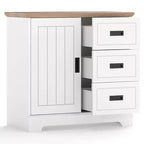 Costway Farmhouse Sideboard Buffet Cabinet with Sliding Doors 3 Drawers Adjustable Shelf