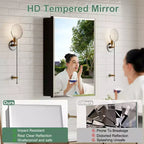 Armoire de toilette Belle avec miroir biseauté, encastrable ou murale, étagères réglables en verre trempé