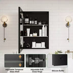 Armoire de toilette Belle avec miroir biseauté, encastrable ou murale, étagères réglables en verre trempé