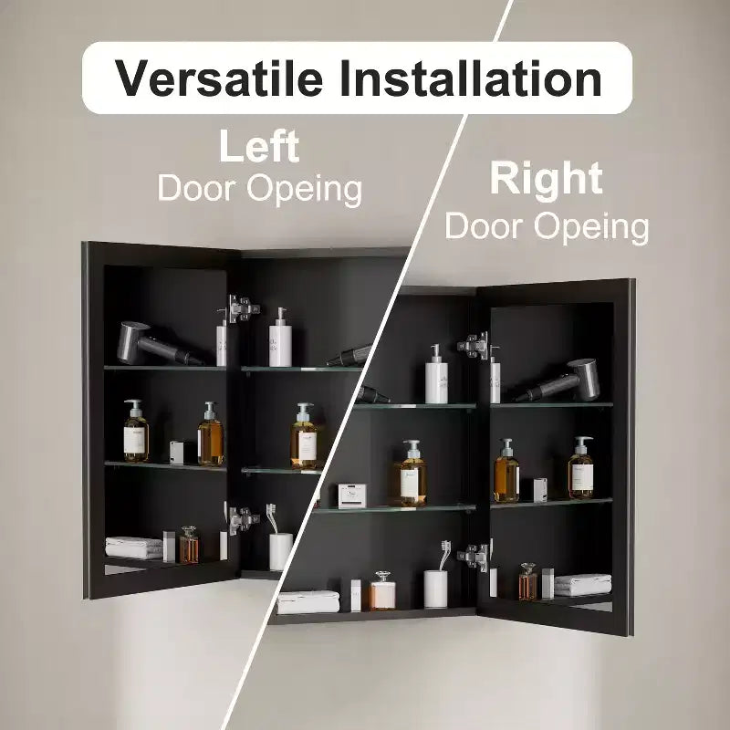 Armoire de toilette Belle avec miroir biseauté, encastrable ou murale, étagères réglables en verre trempé