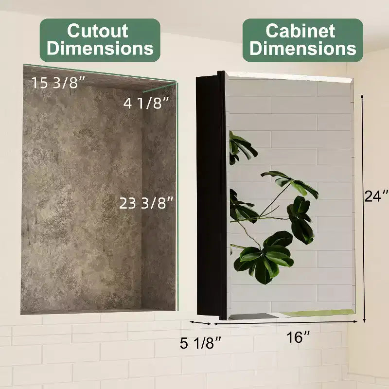Armoire de toilette Belle avec miroir biseauté, encastrable ou murale, étagères réglables en verre trempé