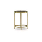 Signature Design by Ashley Porterville Table d'appoint - Fini doré avec plateau en verre irisé, construction métallique