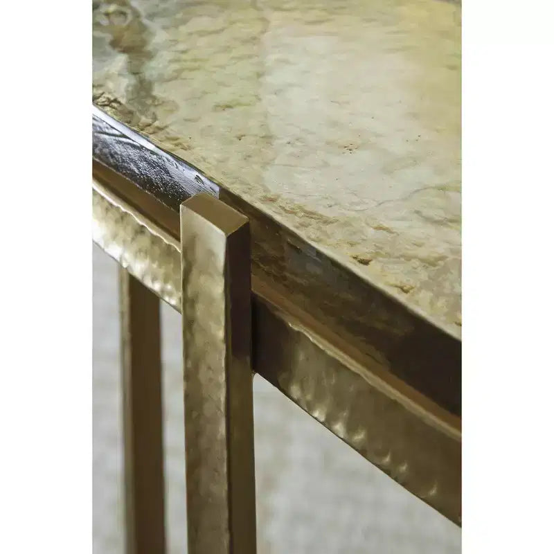 Signature Design by Ashley Porterville Table d'appoint - Fini doré avec plateau en verre irisé, construction métallique