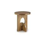 Signature Design by Ashley Hollbourne Accent Table, Round Solid Wood Side Table, Light Brown