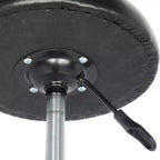 Tabouret de bar roulant en similicuir PU noir réglable en hauteur, chaise de travail pour salon