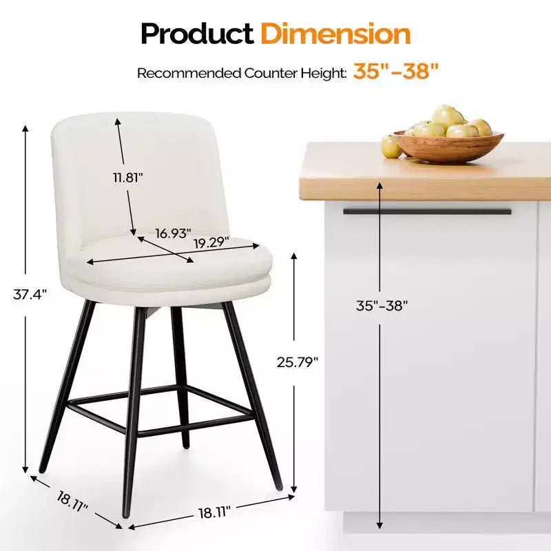 Tabouret de bar contemporain Karl Home pivotant, en cuir PU et de qualité durable