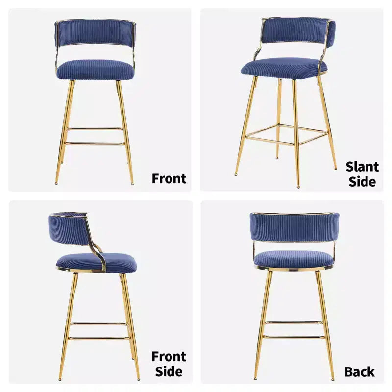 Tabouret de bar moderne Karl Home Cream, rembourrage épais, pieds en métal