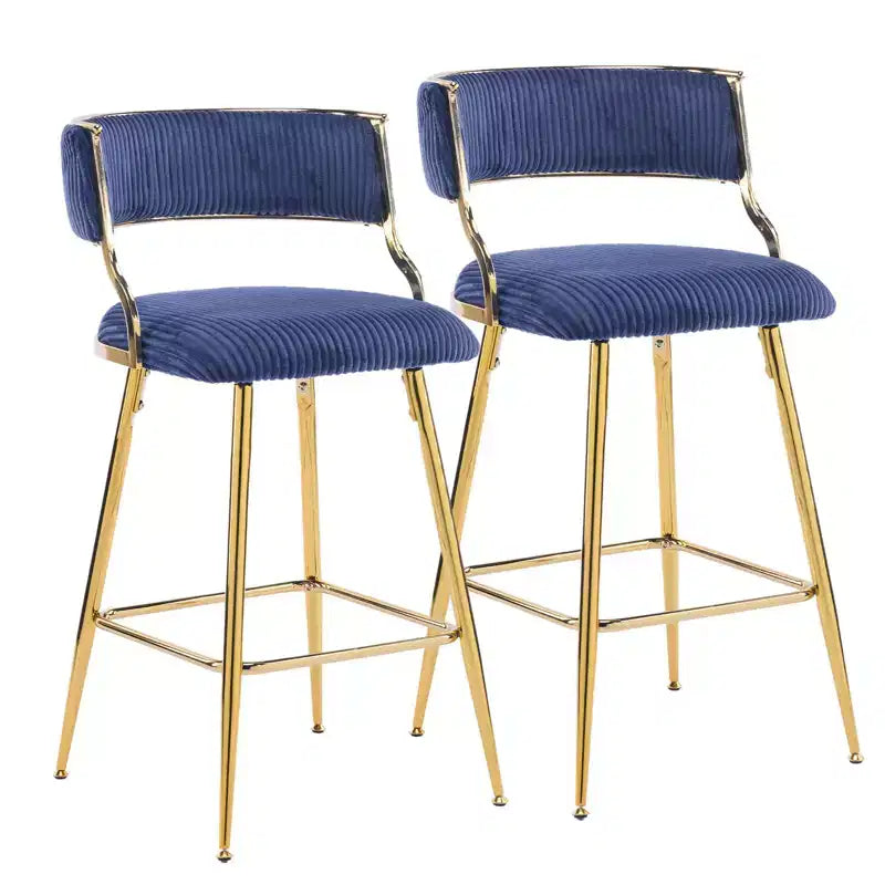 Tabouret de bar moderne Karl Home Cream, rembourrage épais, pieds en métal