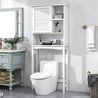 TROPOW Toilet Organizer with Adjustable Shelf, Freestanding Cabinet with Shutter Door and Open Storage Space for Bathroom White