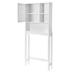 Organisateur de toilettes TROPOW avec étagère réglable, armoire autoportante avec porte à volet et espace de rangement ouvert pour salle de bain Blanc