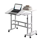 Petit bureau debout avec roulettes, bureau mobile, table debout portable sur roulettes pour tapis de marche, bureau d'ordinateur roulant à hauteur réglable