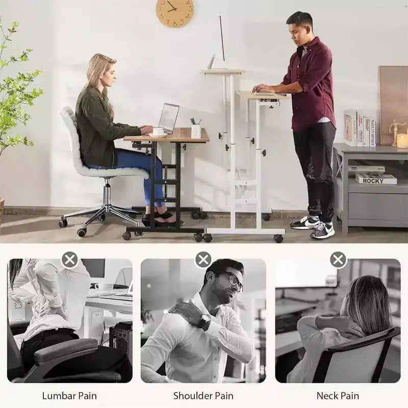Petit bureau debout avec roulettes, bureau mobile, table debout portable sur roulettes pour tapis de marche, bureau d'ordinateur roulant à hauteur réglable