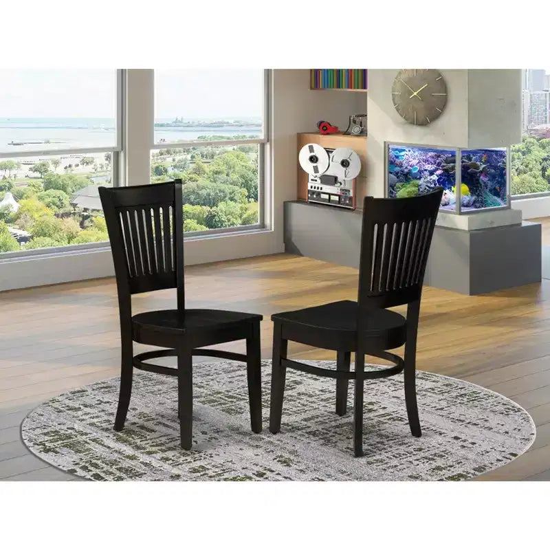 Chaises de salle à manger en bois HomeStock, lot de 2 - Siège en bois et dossier à lattes