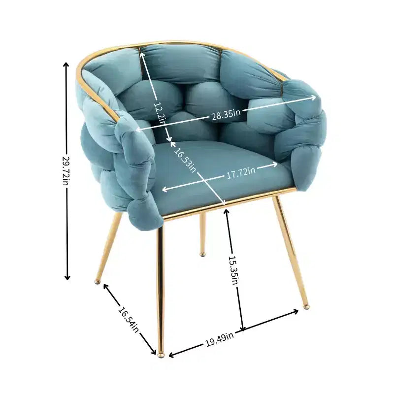 TROPOW Fauteuil d'appoint Moderne Confortable Velours Rembourré Fauteuil Tonneau Pieds en Métal Doublure Douce Canapé Simple Fauteuil de Maquillage