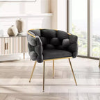 TROPOW Fauteuil d'appoint Moderne Confortable Velours Rembourré Fauteuil Tonneau Pieds en Métal Doublure Douce Canapé Simple Fauteuil de Maquillage