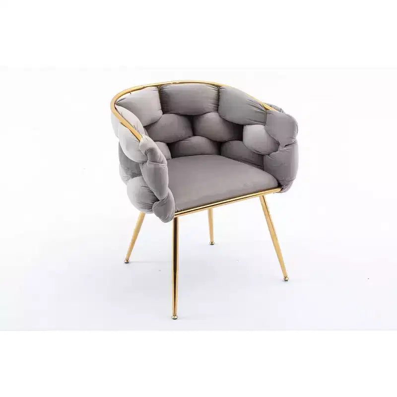 TROPOW Fauteuil d'appoint Moderne Confortable Velours Rembourré Fauteuil Tonneau Pieds en Métal Doublure Douce Canapé Simple Fauteuil de Maquillage