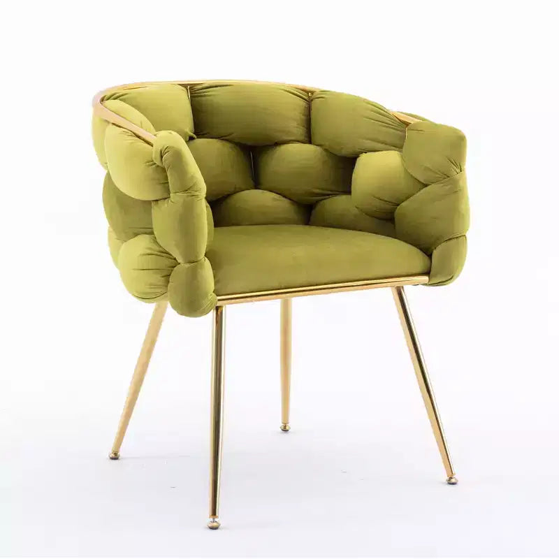 TROPOW Fauteuil d'appoint Moderne Confortable Velours Rembourré Fauteuil Tonneau Pieds en Métal Doublure Douce Canapé Simple Fauteuil de Maquillage