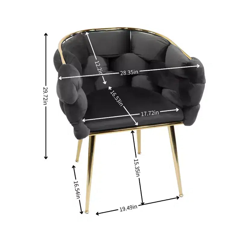 TROPOW Fauteuil d'appoint Moderne Confortable Velours Rembourré Fauteuil Tonneau Pieds en Métal Doublure Douce Canapé Simple Fauteuil de Maquillage