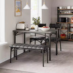 Ensemble de salle à manger 4 pièces avec table, banc et 2 chaises, dinette moderne peu encombrante