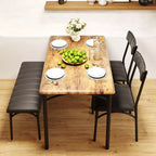 Ensemble de salle à manger 4 pièces avec table, banc et 2 chaises, dinette moderne peu encombrante