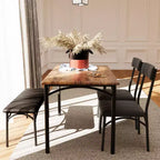 Ensemble de salle à manger 4 pièces avec table, banc et 2 chaises, dinette moderne peu encombrante