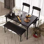 Ensemble de salle à manger 4 pièces avec table, banc et 2 chaises, dinette moderne peu encombrante