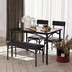 Ensemble de salle à manger 4 pièces avec table, banc et 2 chaises, dinette moderne peu encombrante