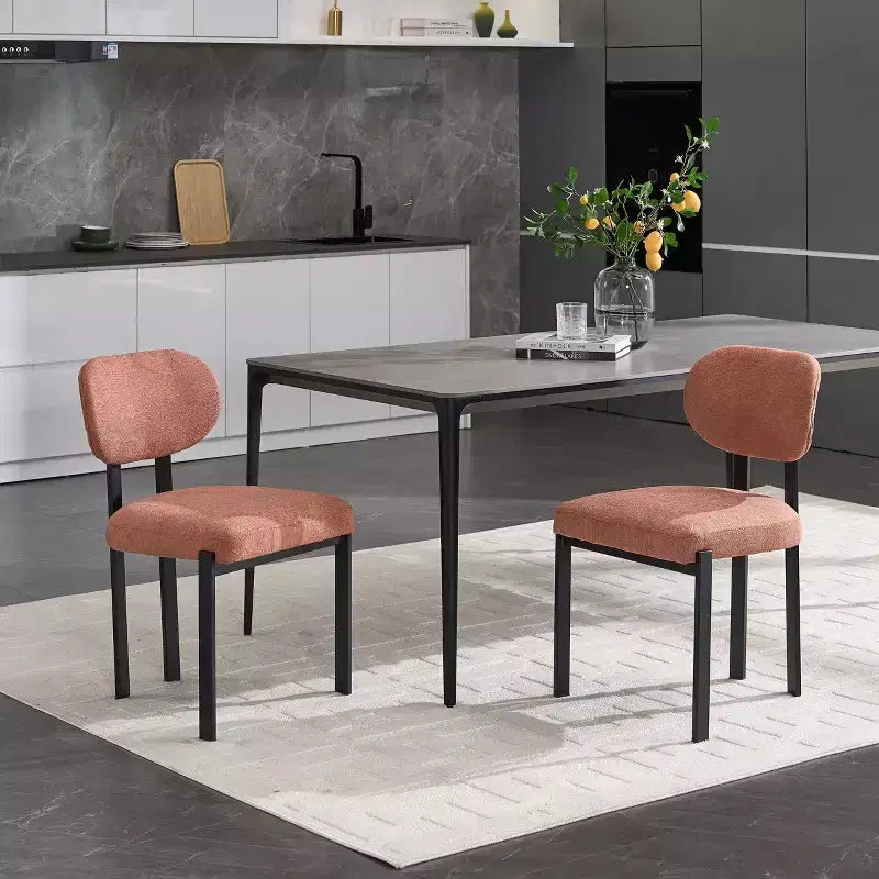 PexFix Lot de 2 chaises de salle à manger modernes Rembourrées Boucle Pieds en métal noir Orange Style Mid-Century pour cuisine ou d'appoint