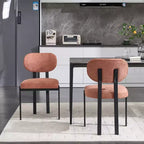 PexFix Lot de 2 chaises de salle à manger modernes Rembourrées Boucle Pieds en métal noir Orange Style Mid-Century pour cuisine ou d'appoint