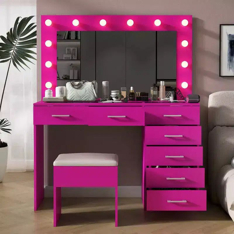 Ensemble coiffeuse rose