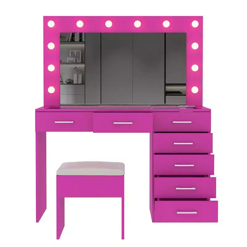 Ensemble coiffeuse rose