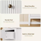 Commode moderne à 3 tiroirs avec design cannelé, sangles anti-basculement et glissières silencieuses pour chambre, salon, salle de bain