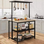 Large Kitchen Island Bakers Rack Microwave Oven Stand Shelf with 3 Tier Storage, Metal Coffee Bar Table, Kitchen Storage for Dining Living Room