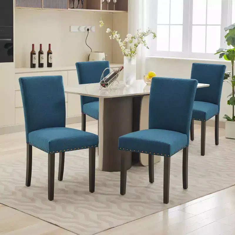 Lot de 2 chaises de salle à manger modernes, chaises de cuisine en tissu rembourré avec garniture cloutée, chaises de salle à manger confortables pour petit appartement, maison