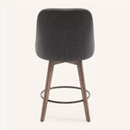 Lot de 4 tabourets de bar pivotants Bekrvio de 66 cm avec dossiers et pieds en bois, tabourets de bar rembourrés en tissu lin/cuir PU pour îlot de cuisine
