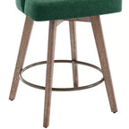 Lot de 4 tabourets de bar pivotants Bekrvio de 66 cm avec dossiers et pieds en bois, tabourets de bar rembourrés en tissu lin/cuir PU pour îlot de cuisine