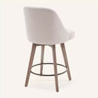 Lot de 4 tabourets de bar pivotants Bekrvio de 66 cm avec dossiers et pieds en bois, tabourets de bar rembourrés en tissu lin/cuir PU pour îlot de cuisine