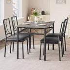 Table et chaises de cuisine, Ensemble de table à manger pour 4 avec chaises, Table à manger rectangulaire en métal et bois pour petits espaces, Appartement