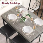 Table et chaises de cuisine, Ensemble de table à manger pour 4 avec chaises, Table à manger rectangulaire en métal et bois pour petits espaces, Appartement