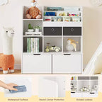 COZONY 47 Organisateur de Rangement de Jouets avec Tiroirs, Étagère à Livres en Bois et Bibliothèque à Casiers pour Enfants, Coffre à Jouets pour Salle de Jeux, Chambre de Bébé, Chambre d'Enfant, Blanc