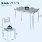 Table de salle à manger pour 4, petit ensemble table et chaises pour 4, ensemble dinette carré avec 4 chaises, ensembles de 5 pièces pour cuisine et salle à manger pour petit espace, appartement