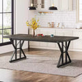 Okak Rustic Wood Large Rectangular Dining Table with X-Trestle Metal Legs,Long Modern Kitchen Dinner Table for Dining Room,Family Meals