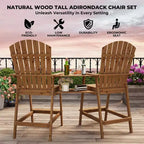 Ensemble de 2 chaises Adirondack avec plateau de connexion, chaises de balcon Adirondack hauteur bar pour terrasse, jardin, chaises Adirondack hautes, bois naturel