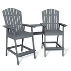 Ensemble de 2 chaises Adirondack avec plateau de connexion, chaises de balcon Adirondack hauteur bar pour terrasse, jardin, chaises Adirondack hautes, bois naturel