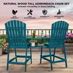 Ensemble de 2 chaises Adirondack avec plateau de connexion, chaises de balcon Adirondack hauteur bar pour terrasse, jardin, chaises Adirondack hautes, bois naturel