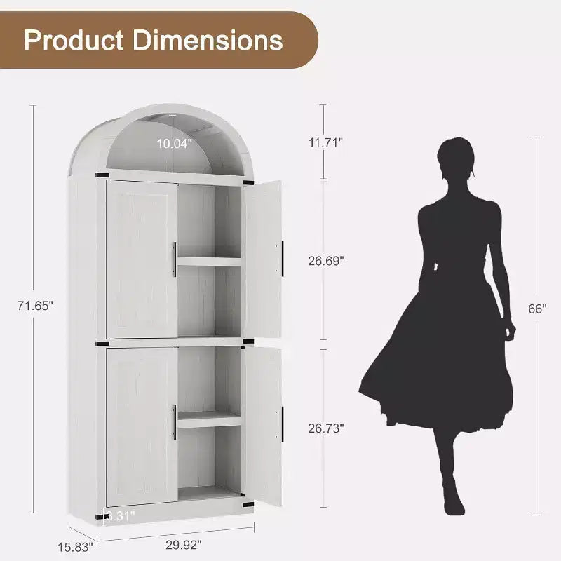 Coolmee Étagère arche avec portes, étagères de rangement rustiques, bibliothèque arrondie en bois de 181 cm de haut pour salon, cuisine, bureau