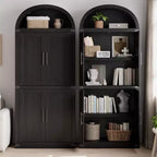 Coolmee Étagère arche avec portes, étagères de rangement rustiques, bibliothèque arrondie en bois de 181 cm de haut pour salon, cuisine, bureau