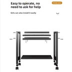 Pied de tour d'ordinateurSupport d'imprimante grand formatChariot de support en métal sous le bureau avec roues pivotantes à 360°, table d'imprimante mobile pour la maison et le bureau